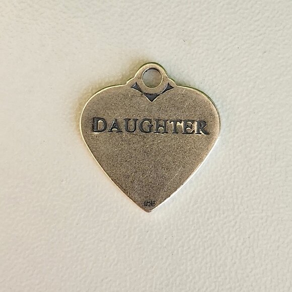925 Sterling Silver Daughter Heart Charm - Picture 2 of 3